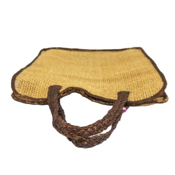 Vintage Woven Jute 70s Beach Tote Shopping Bag - Picture 7 of 7